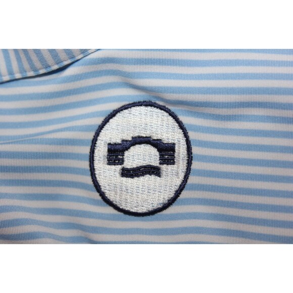 Peter Millar Polo Golf Shirt Striped Summer Comfort Blue Striped LOGO Stretch XL - Picture 10 of 11